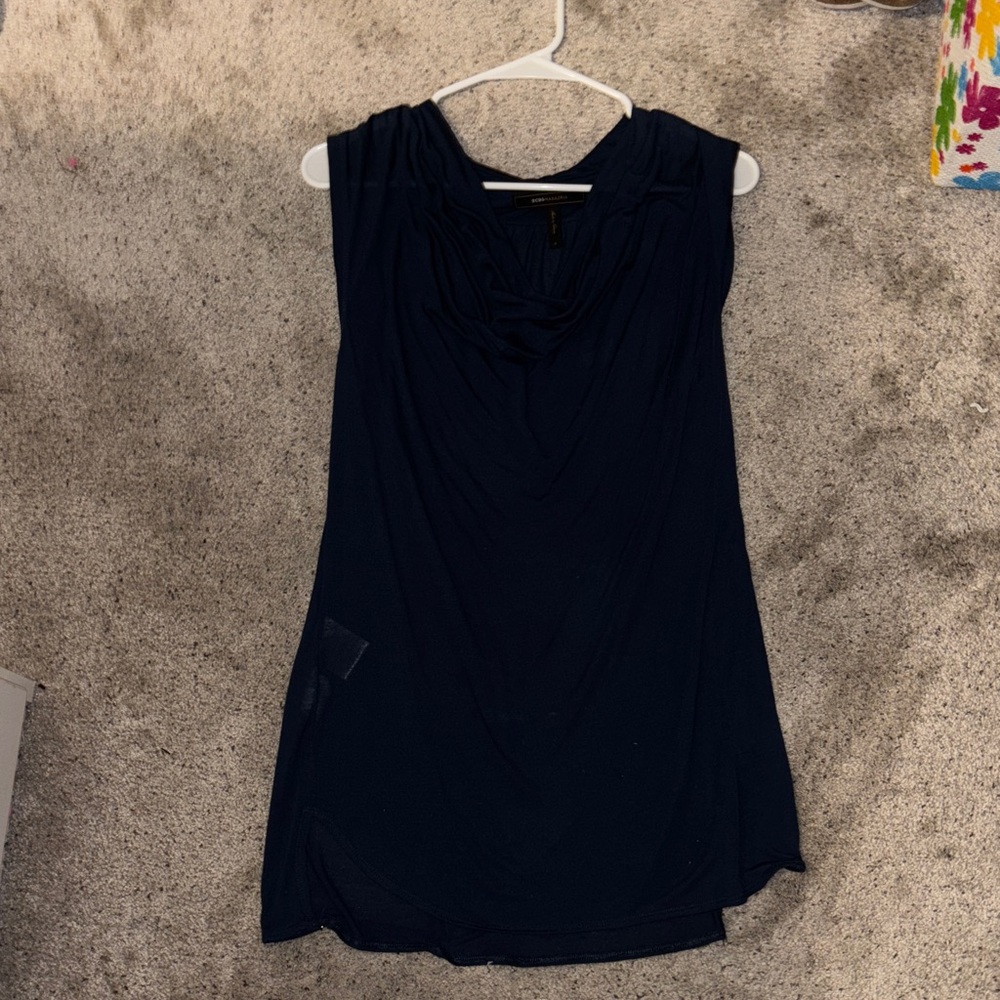 BCBGMaxAzria Navy Blue Sleeveless Blouse